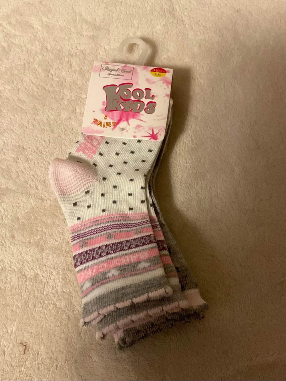 Pink & White Patterned Crew Socks - 2 Pack